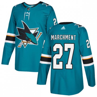 Men's Authentic San Jose Sharks Bryan Marchment Adidas Home Jersey - Teal