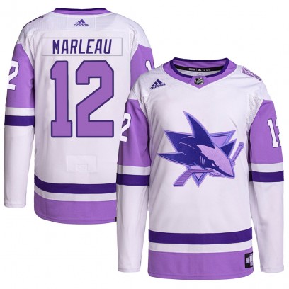 Men's Authentic San Jose Sharks Patrick Marleau Adidas Hockey Fights Cancer Primegreen Jersey - White/Purple