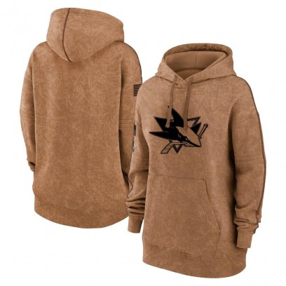 Women's San Jose Sharks 2023 Salute to Service Pullover Hoodie - Brown