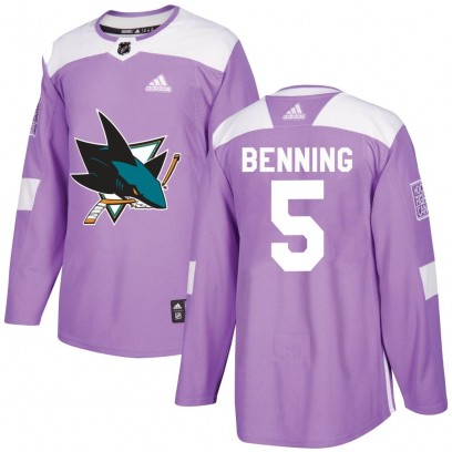 Youth Authentic San Jose Sharks Matt Benning Adidas Hockey Fights Cancer Jersey - Purple