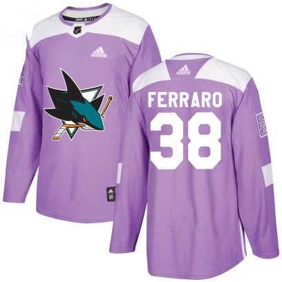 Youth Authentic San Jose Sharks Mario Ferraro Adidas Hockey Fights Cancer Jersey - Purple