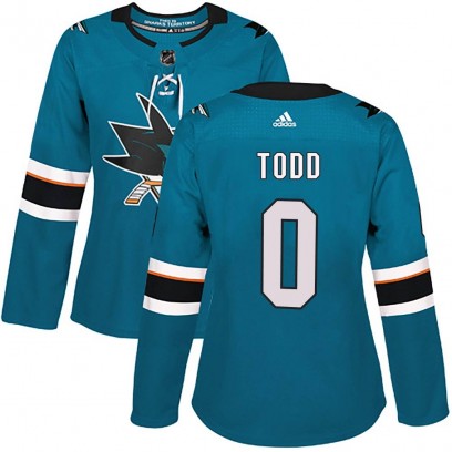 Women's Authentic San Jose Sharks Nathan Todd Adidas Home Jersey - Teal