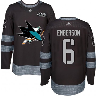 Men's Authentic San Jose Sharks Ty Emberson 1917-2017 100th Anniversary Jersey - Black