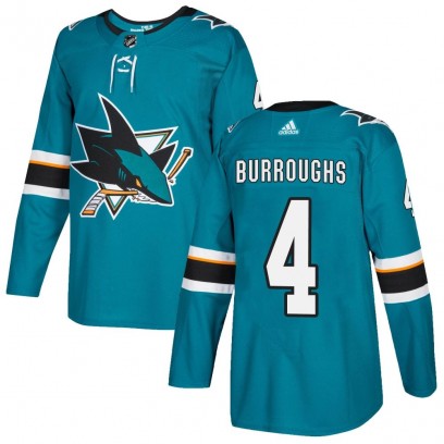 Youth Authentic San Jose Sharks Kyle Burroughs Adidas Home Jersey - Teal