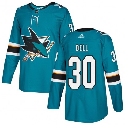 Youth Authentic San Jose Sharks Aaron Dell Adidas Home Jersey - Teal