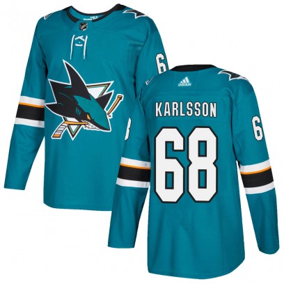 Youth Authentic San Jose Sharks Melker Karlsson Adidas Home Jersey - Teal