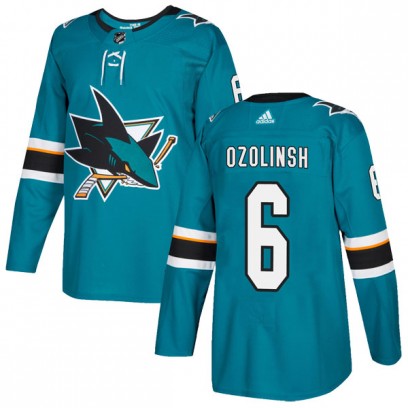 Youth Authentic San Jose Sharks Sandis Ozolinsh Adidas Home Jersey - Teal