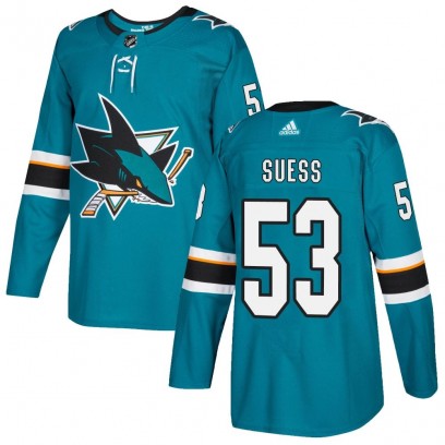 Youth Authentic San Jose Sharks CJ Suess Adidas Home Jersey - Teal