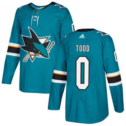 Youth Authentic San Jose Sharks Nathan Todd Adidas Home Jersey - Teal