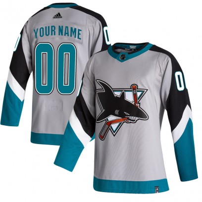 Youth Authentic San Jose Sharks Custom Adidas Custom 2020/21 Reverse Retro Jersey - Gray