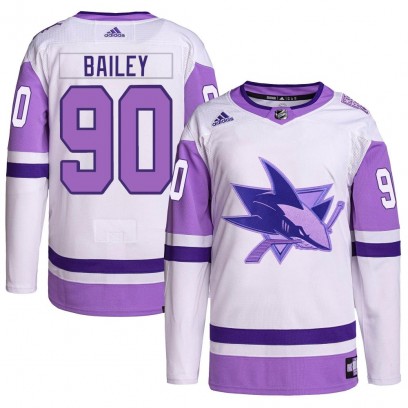 Youth Authentic San Jose Sharks Justin Bailey Adidas Hockey Fights Cancer Primegreen Jersey - White/Purple