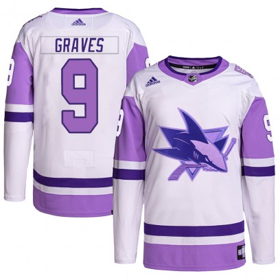 Youth Authentic San Jose Sharks Adam Graves Adidas Hockey Fights Cancer Primegreen Jersey - White/Purple