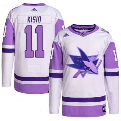 Youth Authentic San Jose Sharks Kelly Kisio Adidas Hockey Fights Cancer Primegreen Jersey - White/Purple