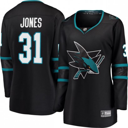 Women's Breakaway San Jose Sharks Martin Jones Fanatics Branded Alternate Jersey - Black