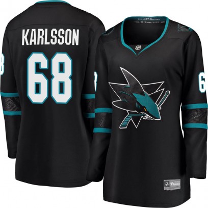 Women's Breakaway San Jose Sharks Melker Karlsson Fanatics Branded Alternate Jersey - Black