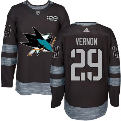 Youth Authentic San Jose Sharks Mike Vernon 1917-2017 100th Anniversary Jersey - Black