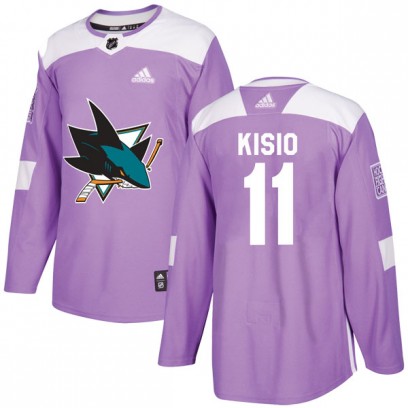 Men's Authentic San Jose Sharks Kelly Kisio Adidas Hockey Fights Cancer Jersey - Purple
