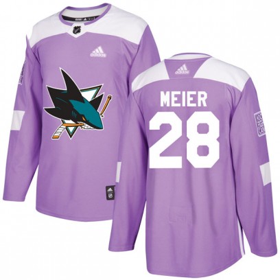 Men's Authentic San Jose Sharks Timo Meier Adidas Hockey Fights Cancer Jersey - Purple