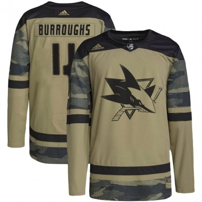 Youth Authentic San Jose Sharks Kyle Burroughs Adidas Military Appreciation Practice Jersey - Camo