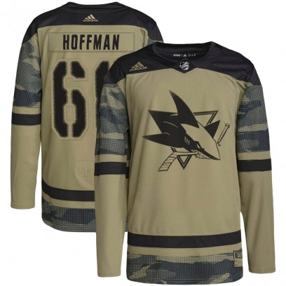 Youth Authentic San Jose Sharks Mike Hoffman Adidas Military Appreciation Practice Jersey - Camo