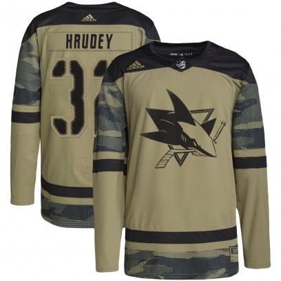 Youth Authentic San Jose Sharks Kelly Hrudey Adidas Military Appreciation Practice Jersey - Camo
