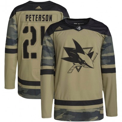 Youth Authentic San Jose Sharks Jacob Peterson Adidas Military Appreciation Practice Jersey - Camo