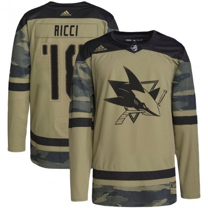 Youth Authentic San Jose Sharks Mike Ricci Adidas Military Appreciation Practice Jersey - Camo