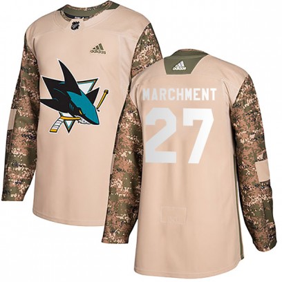 Youth Authentic San Jose Sharks Bryan Marchment Adidas Veterans Day Practice Jersey - Camo