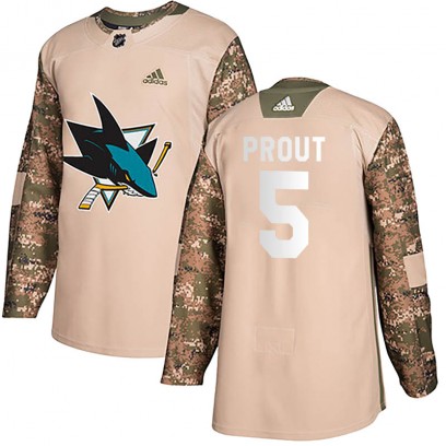 Youth Authentic San Jose Sharks Dalton Prout Adidas Veterans Day Practice Jersey - Camo