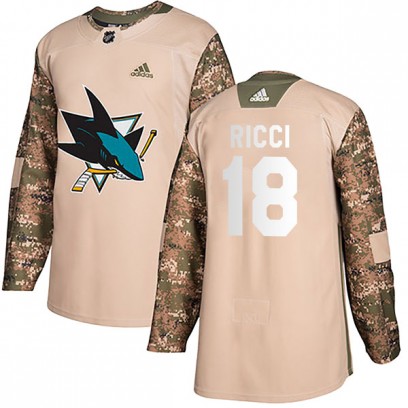 Youth Authentic San Jose Sharks Mike Ricci Adidas Veterans Day Practice Jersey - Camo