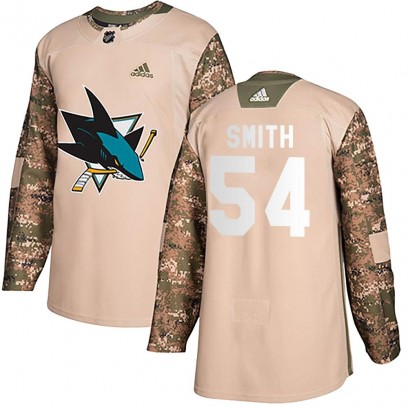 Youth Authentic San Jose Sharks Givani Smith Adidas Veterans Day Practice Jersey - Camo