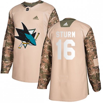 Youth Authentic San Jose Sharks Marco Sturm Adidas Veterans Day Practice Jersey - Camo