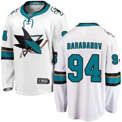 Youth Breakaway San Jose Sharks Alexander Barabanov Fanatics Branded Away Jersey - White