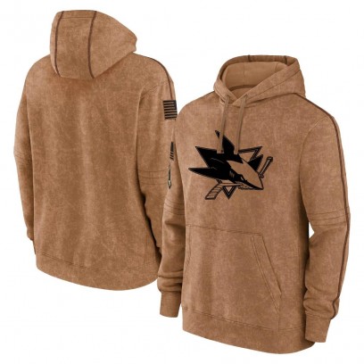 Men's San Jose Sharks 2023 Salute to Service Club Pullover Hoodie - Brown