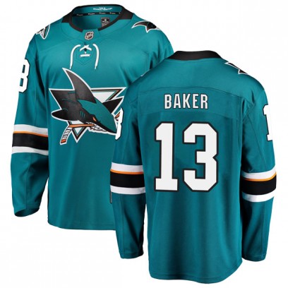 Youth Breakaway San Jose Sharks Jamie Baker Fanatics Branded Home Jersey - Teal
