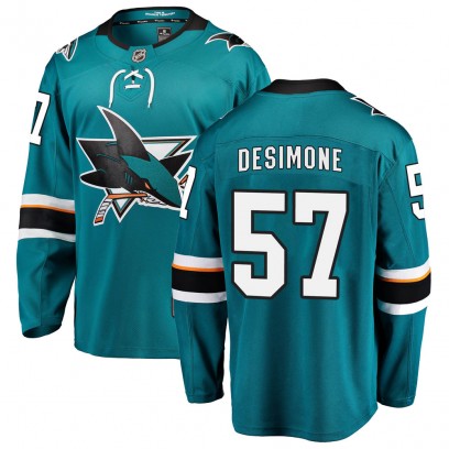 Youth Breakaway San Jose Sharks Nick DeSimone Fanatics Branded ized Home Jersey - Teal