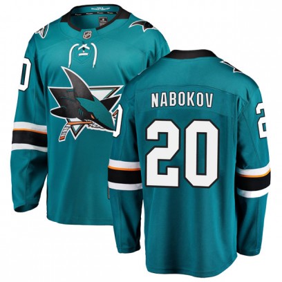 Youth Breakaway San Jose Sharks Evgeni Nabokov Fanatics Branded Home Jersey - Teal