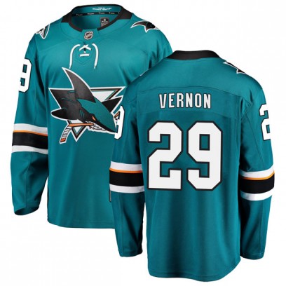 Youth Breakaway San Jose Sharks Mike Vernon Fanatics Branded Home Jersey - Teal